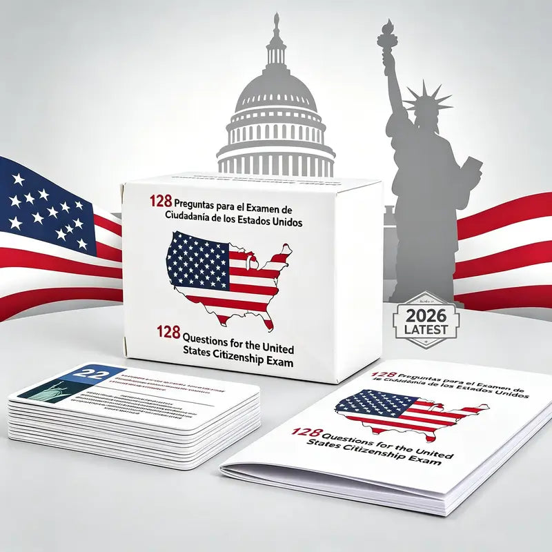 2026 US Citizenship Flash Cards: American Citizenship Naturalization Test Study Guide(Spanish & English) USCIS 128 Questions and Answers Flash Cards Flashcards For Studying