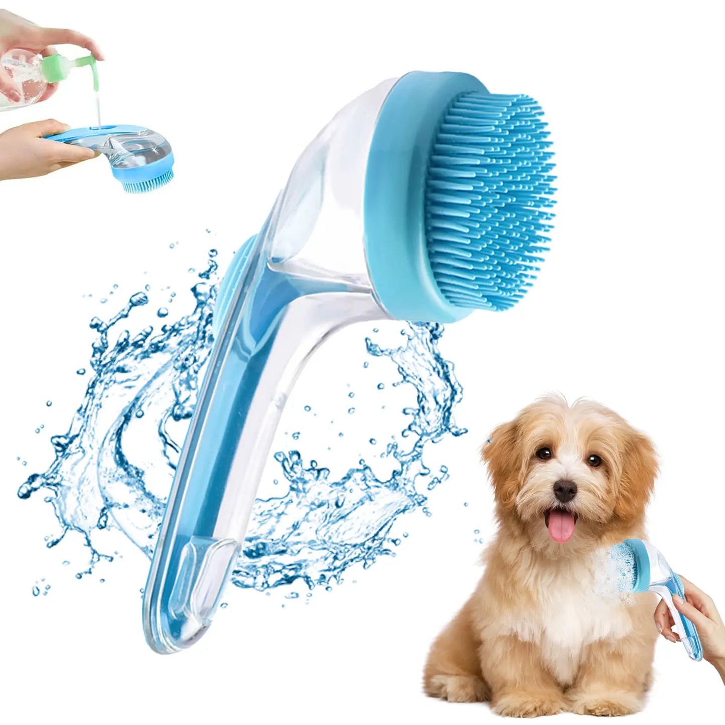 Soft Silicone Pet Bath Brush with Shampoo Dispenser for Dogs