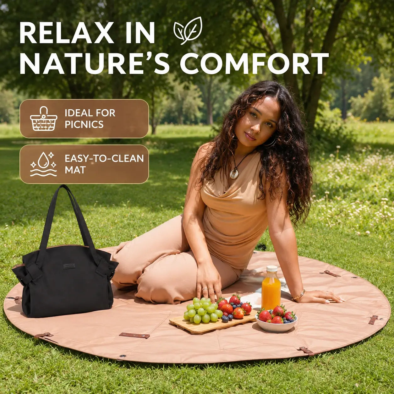 2-in-1 Picnic Mat Tote Bag – Waterproof Foldable Outdoor Blanket & Travel Bag