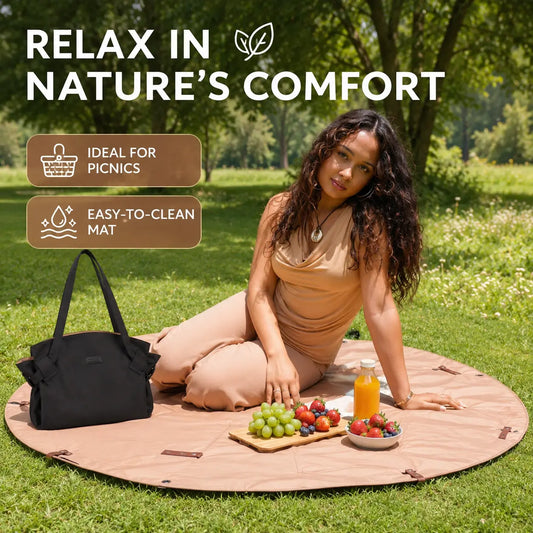 2-in-1 Picnic Mat Tote Bag – Waterproof Foldable Outdoor Blanket & Travel Bag