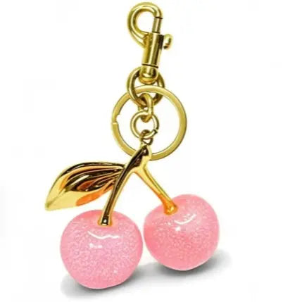 Cute Cherry Keychain Bag Charm, Women's Car Keyring & Leather Handbag Accessory