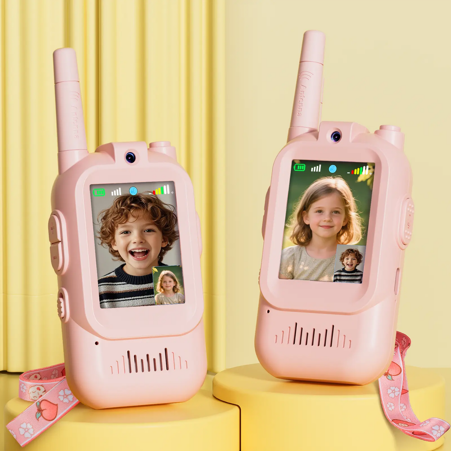 Children's Video Walkie-Talkies with Camera, Two-Way Real-Time HD Screen Walkie-Talkie Toys, Long-Range Smart Walkie-Talkie Set, Ideal for Outdoor Adventures, Camping, and Hiking, Great for Birthday Gifts, (Pink/Blue/Purple)