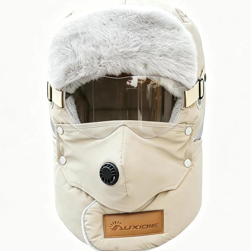 Unisex Fleece-Lined Winter Outdoor Biking Hat with Detachable Goggles
