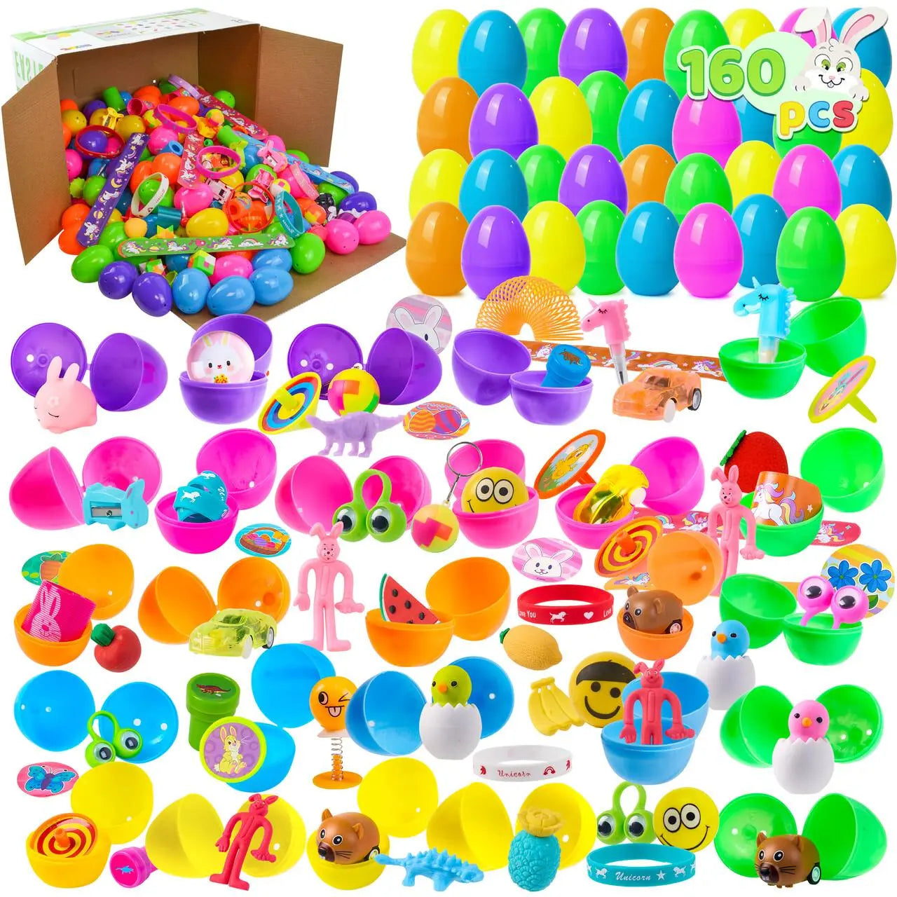Prefilled Easter Eggs Toys and Stickers for Easter Egg Hunt, Filled with Toys Party Favors for Kids Boys Girls Easter Eggs Hunt, Basket Stuffers Fillers, Classroom Prize Supplies Kids Outdoor Play