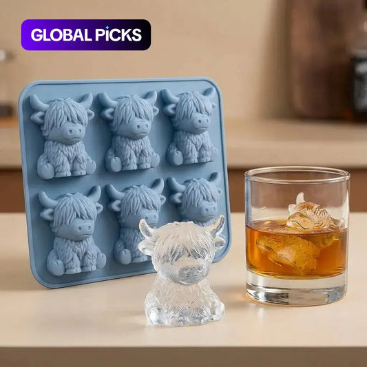 Mini Highland Cow Ice Cube Mold, Cute 3D Ice Cubes for Drinks, Parties, and Gifts, Perfect for Beverage Enhancements