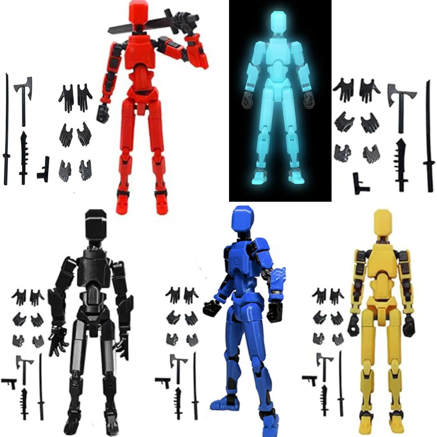 Titan 13 Articulated Action Figure Set (3/4/5-Pc) - Multi-Jointed Robot Toy