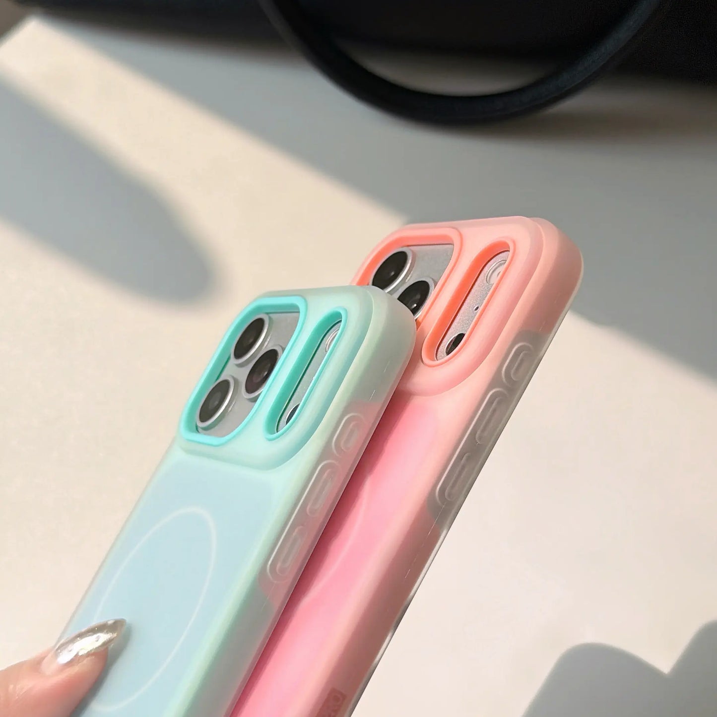 Color-Block Matte Translucent Magnetic Shockproof Case for iPhone 17-11 Series