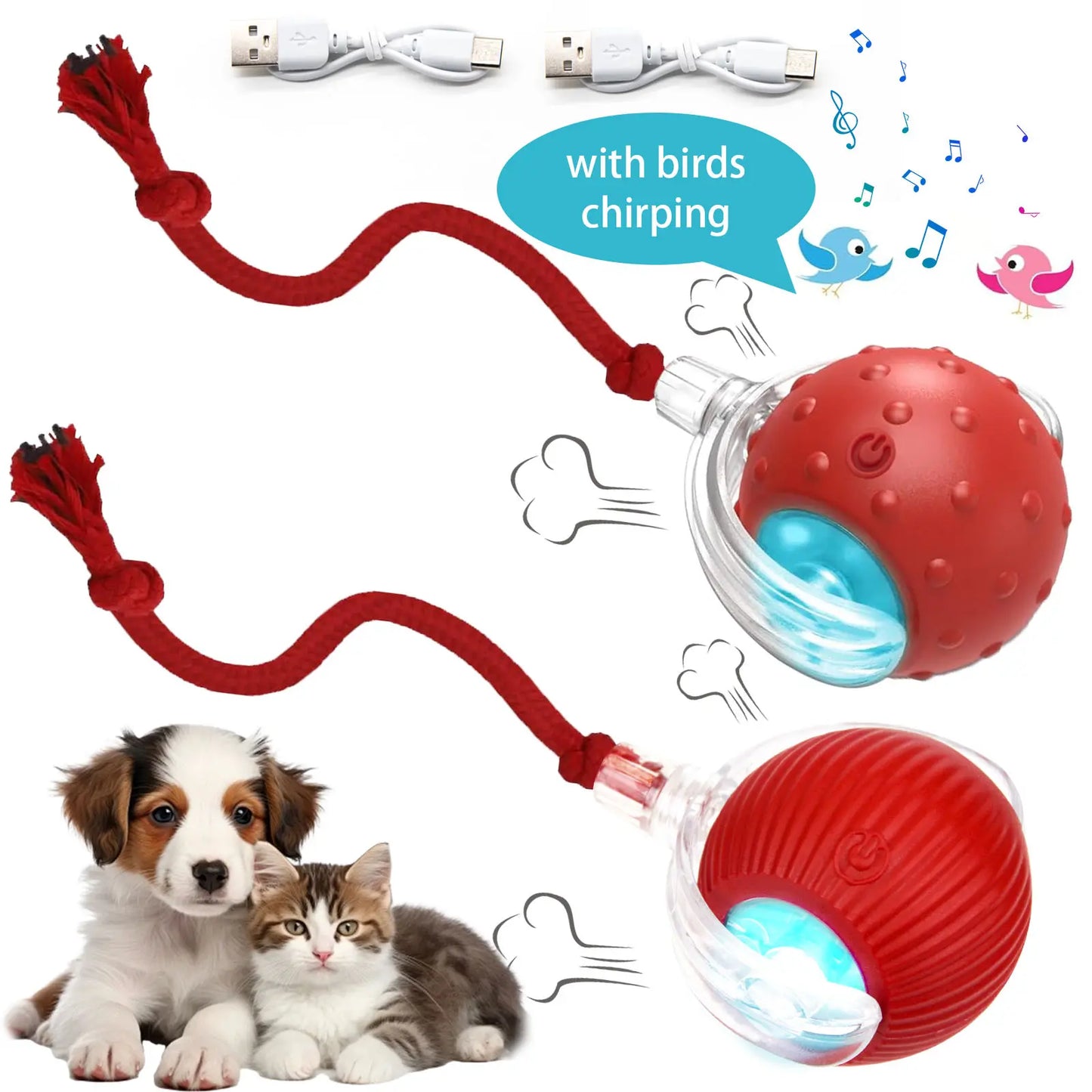 Interactive Cat Ball Toy | Bird Chirping & Motion Activated Rug Kicker