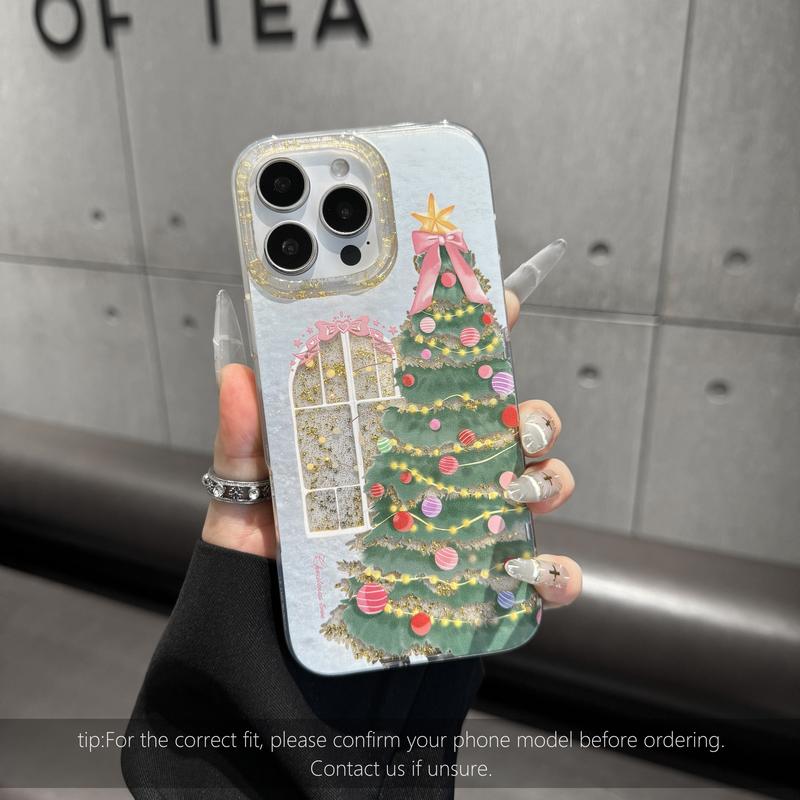 Christmas Tree Art Deco Glitter Shockproof TPU Case for iPhone 18 Pro Max