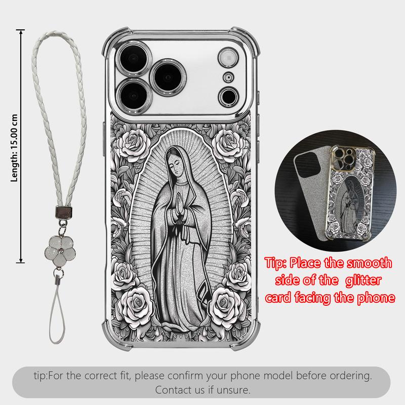 Rose & Guadalupe Catholic Coquette Case with Clover Strap for iPhone & Samsung Galaxy