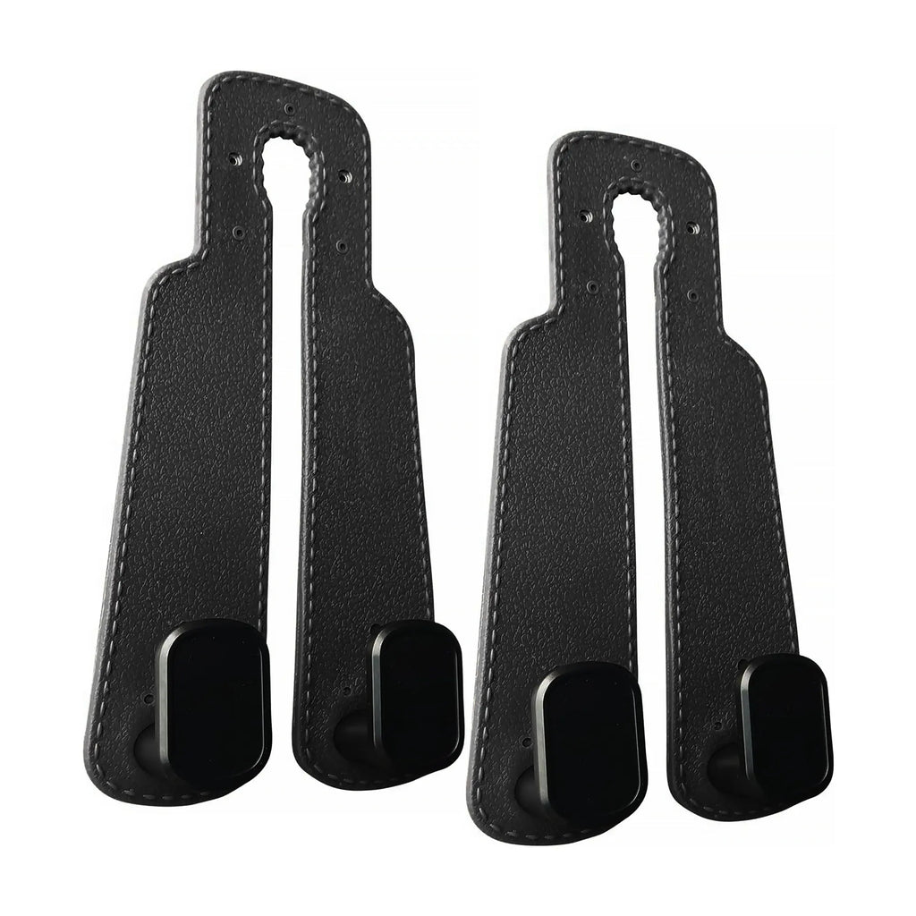 4PCS Faux Leather Car Headrest Hooks: Double-Hook Organizer for Bags & Essentials
