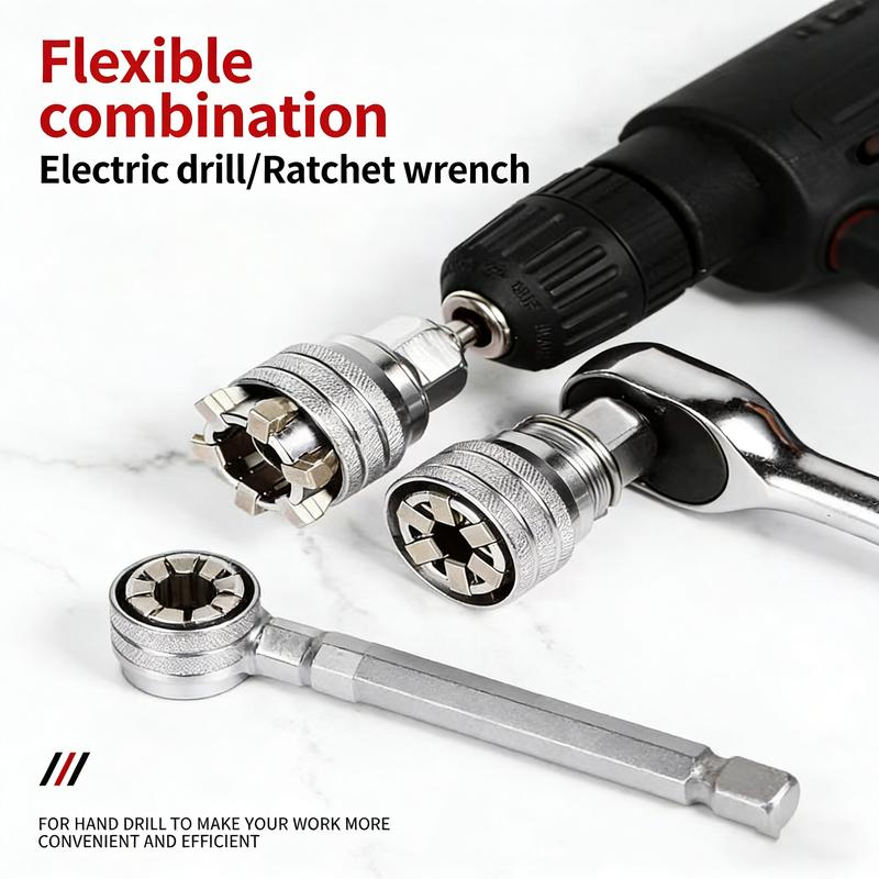 Multi-Function Universal Socket Wrench – Adjustable, Compatible with 3/8" Ratchet & Power Drill