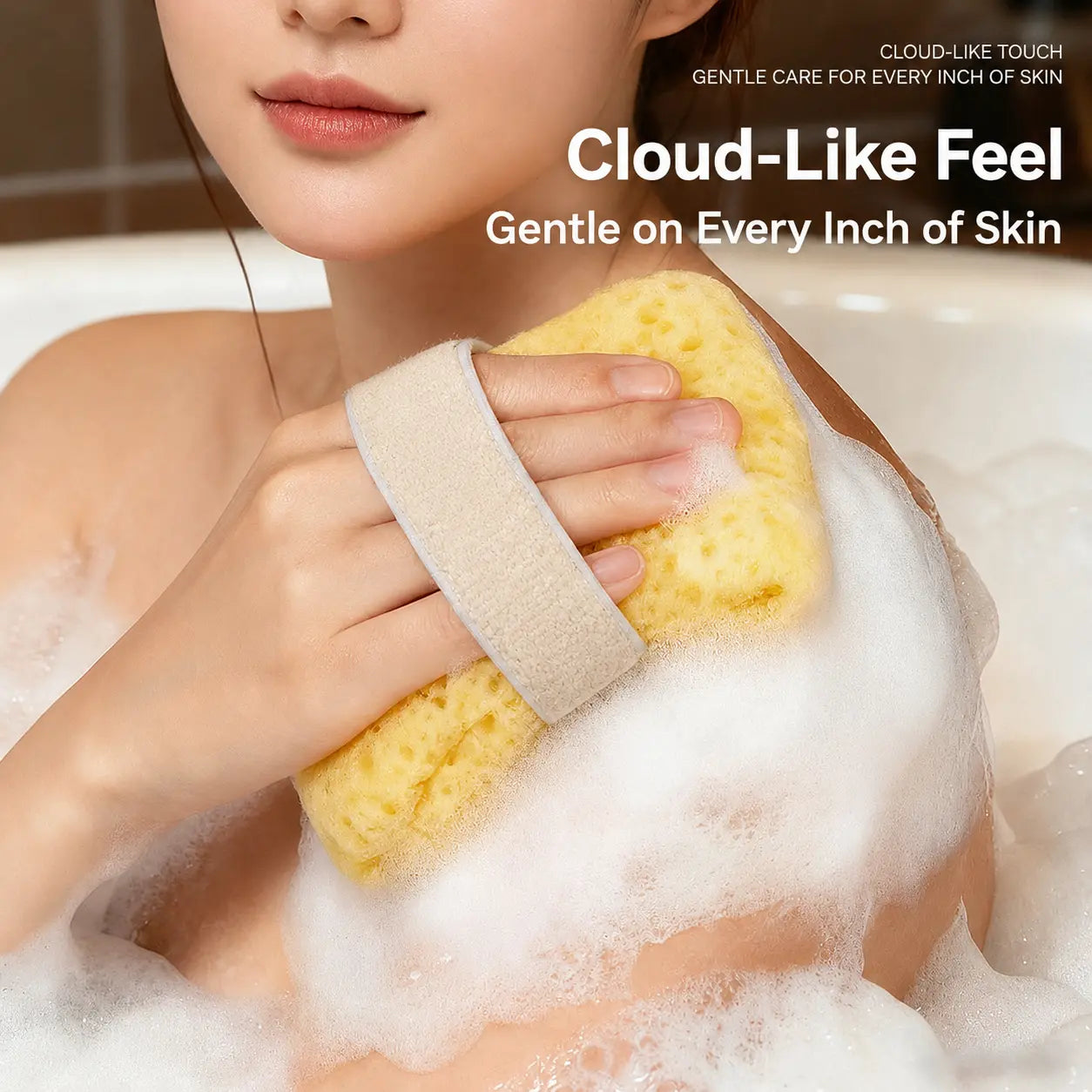 2Pcs Soft Bath Sponge with Soap Pocket, Quick Foaming Shower Scrub Sponge for Smooth Skin & Daily Body Cleaning