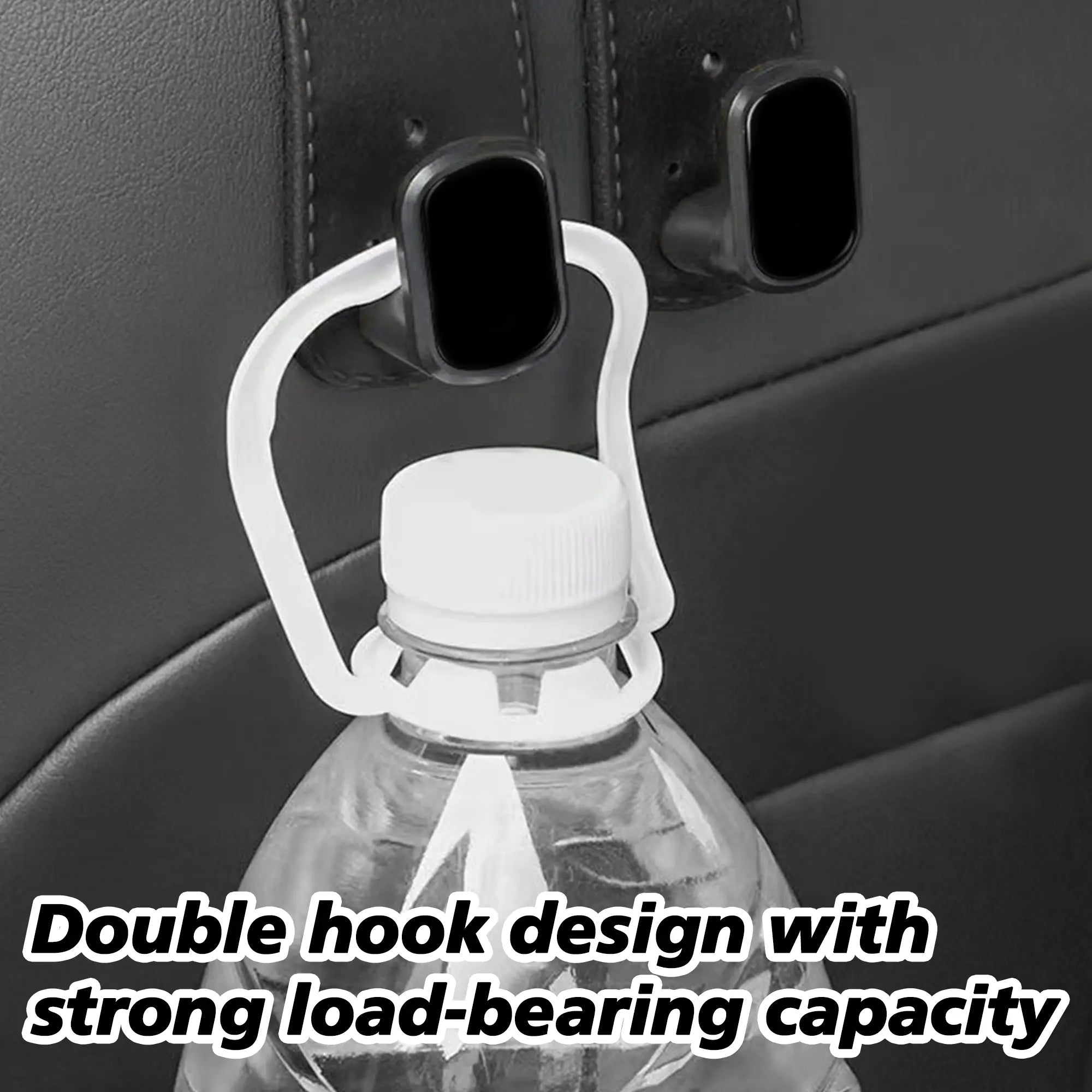 4PCS Faux Leather Car Headrest Hooks: Double-Hook Organizer for Bags & Essentials