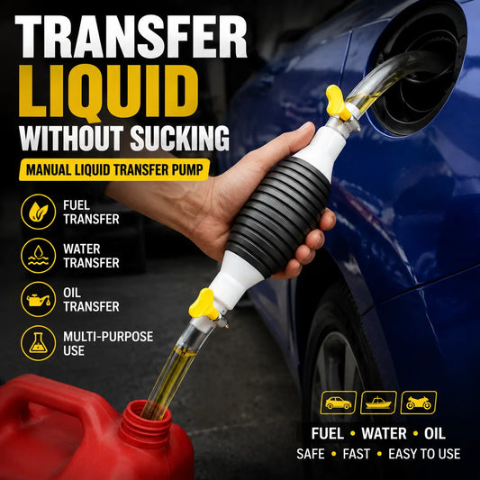 Manual Siphon Pump Kit with 1M Hose, Rubber Pump Bulb & 2 Hose Clamps, Liquid Transfer Pump for Fuel Water Oil, Car Boat Motorcycle