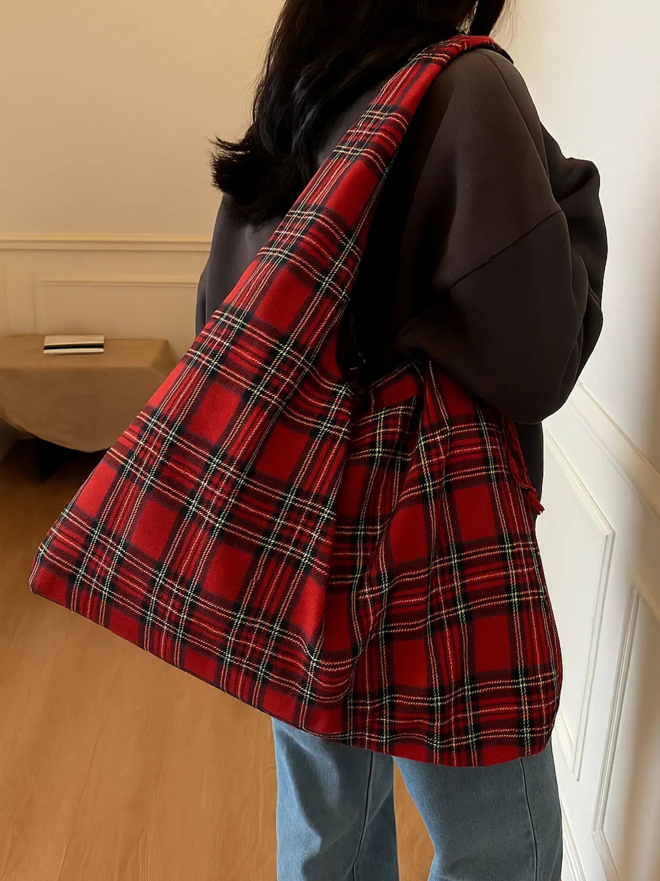 2026 School Season, Fashionable Crossbody Shoulder Bag, Geometric Pattern, Large Capacity, Multi-Pocket, Casual Style, All Seasons, Casual Commuter Bag