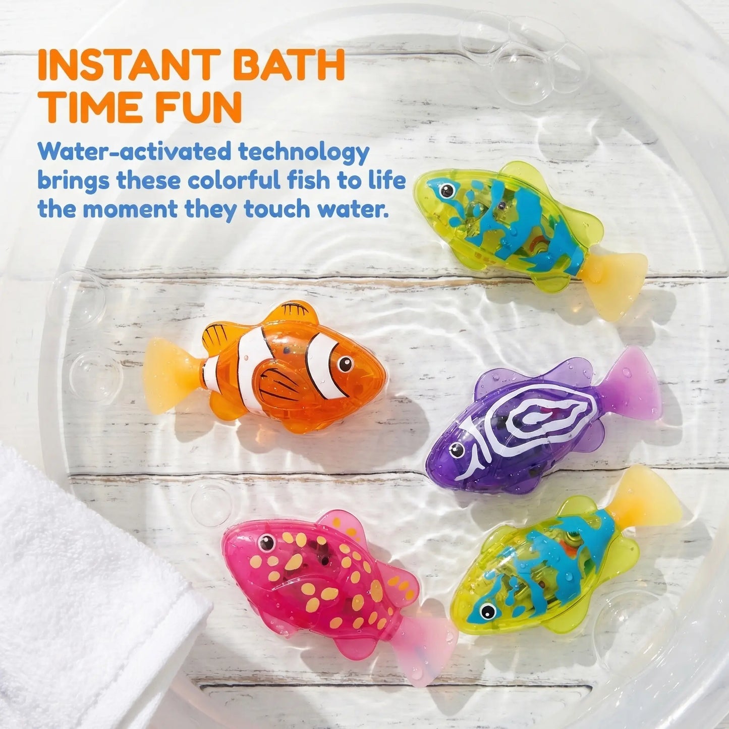 Electronic Pet Fish Bath Toy, 4pcs/set Induction Activated LED Light Up Swimming Fish, Waterproof Interactive Robot Clown Fish Toy with Slow Swaying Movement for Baby Toddlers Bath Time