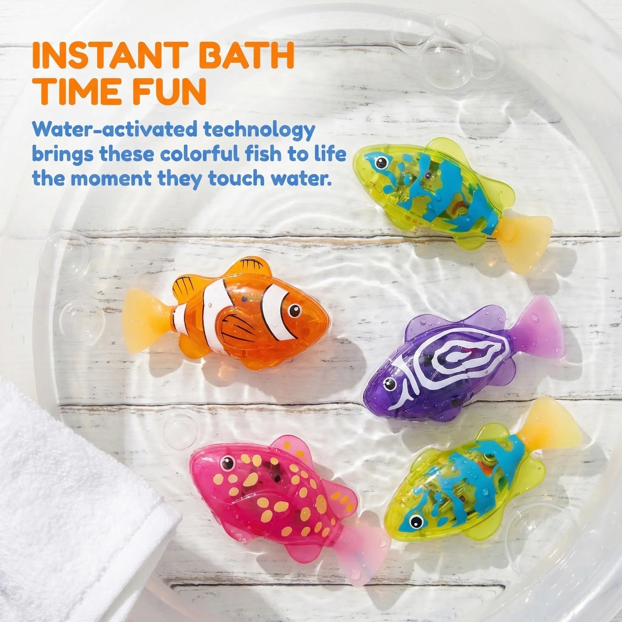 Electronic Pet Fish Bath Toy, 4pcs/set Induction Activated LED Light Up Swimming Fish, Waterproof Interactive Robot Clown Fish Toy with Slow Swaying Movement for Baby Toddlers Bath Time