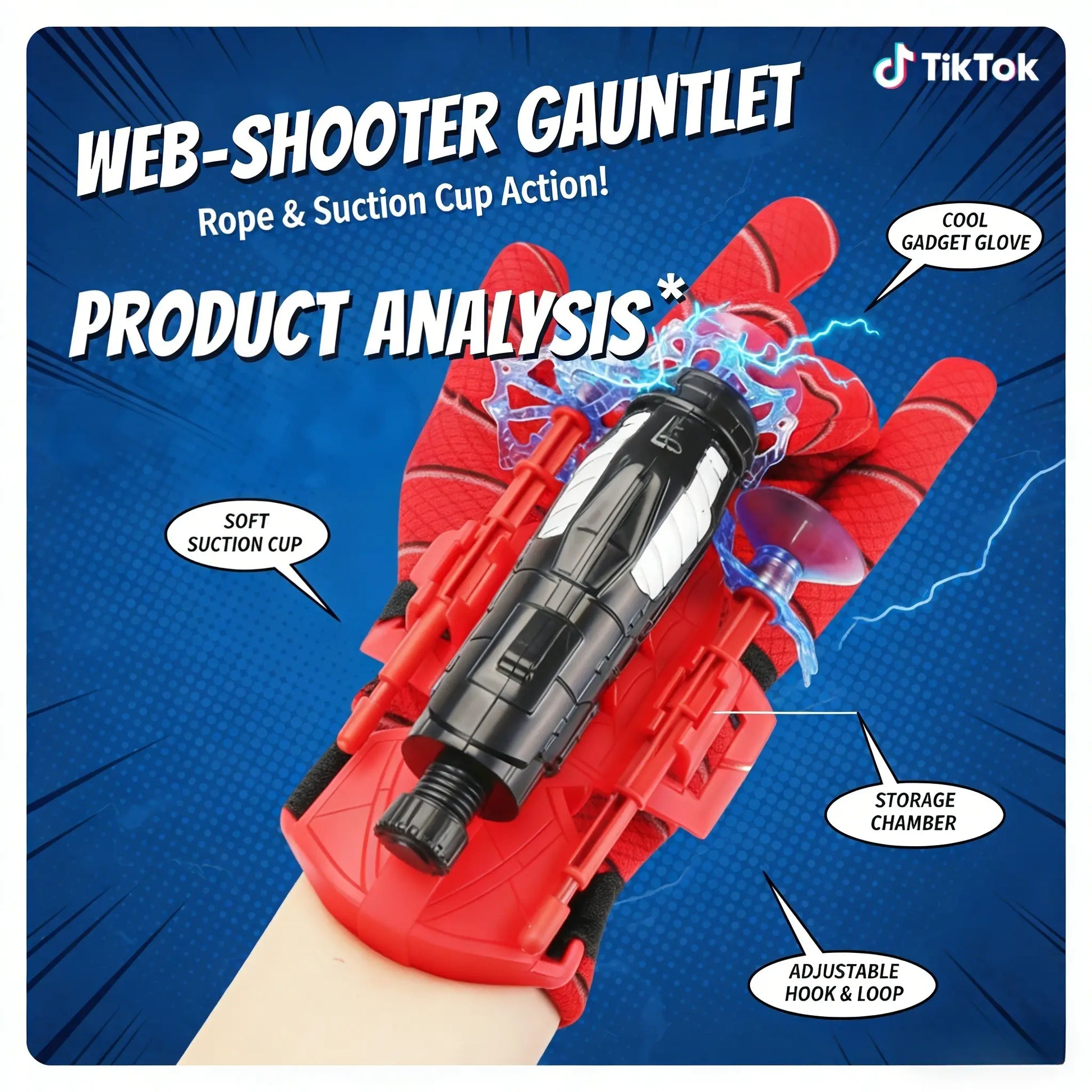 All you need Spider Silk Superhero Wrist Launcher String Shooter - Polyester Wearable Glove, Suction Cup Darts - Unisex Kids Outdoor Play Toy Set for Ages 4+ Birthday Gift, Outdoor Stuff for Kids