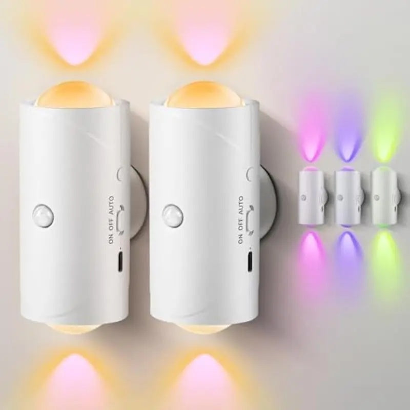 4/2/1-Pack Smart Motion Sensor Night Lights - RGB Color Lights with 2 Modes! 1500mAh USB Charging & Magnetic Step Lights for Stairs, Hallway, Wardrobe - Dimmable Mood Bedside Lighting | Holiday Gifts for Family, Couples, Kids(Christmas, Valentine's Day)