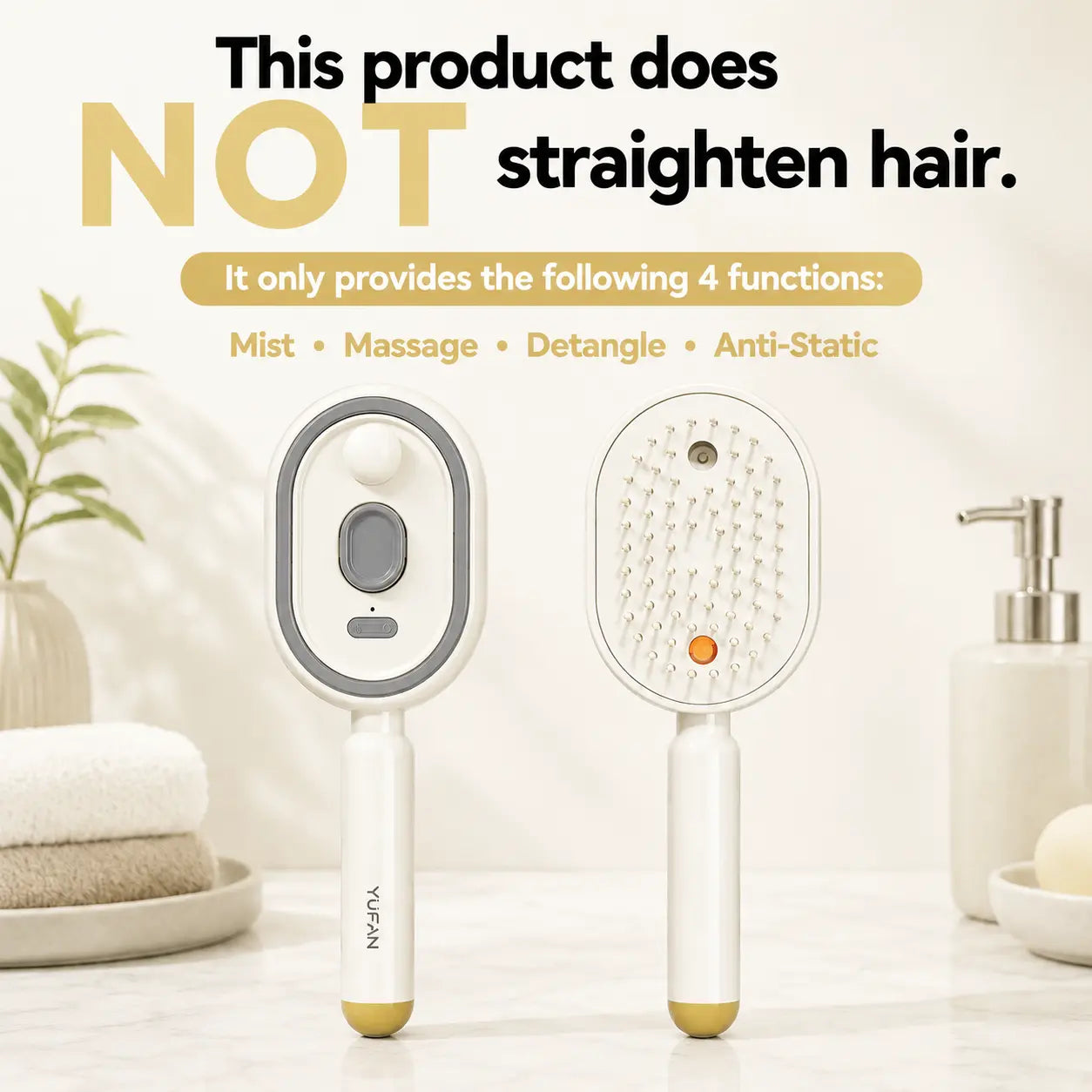 Electric Spray Massage Comb, Self-Cleaning Air Cushion Hair Brush with Essential Oil Mist, Anti-Tangle Anti-Static Volumizing Aromatherapy Hair Care