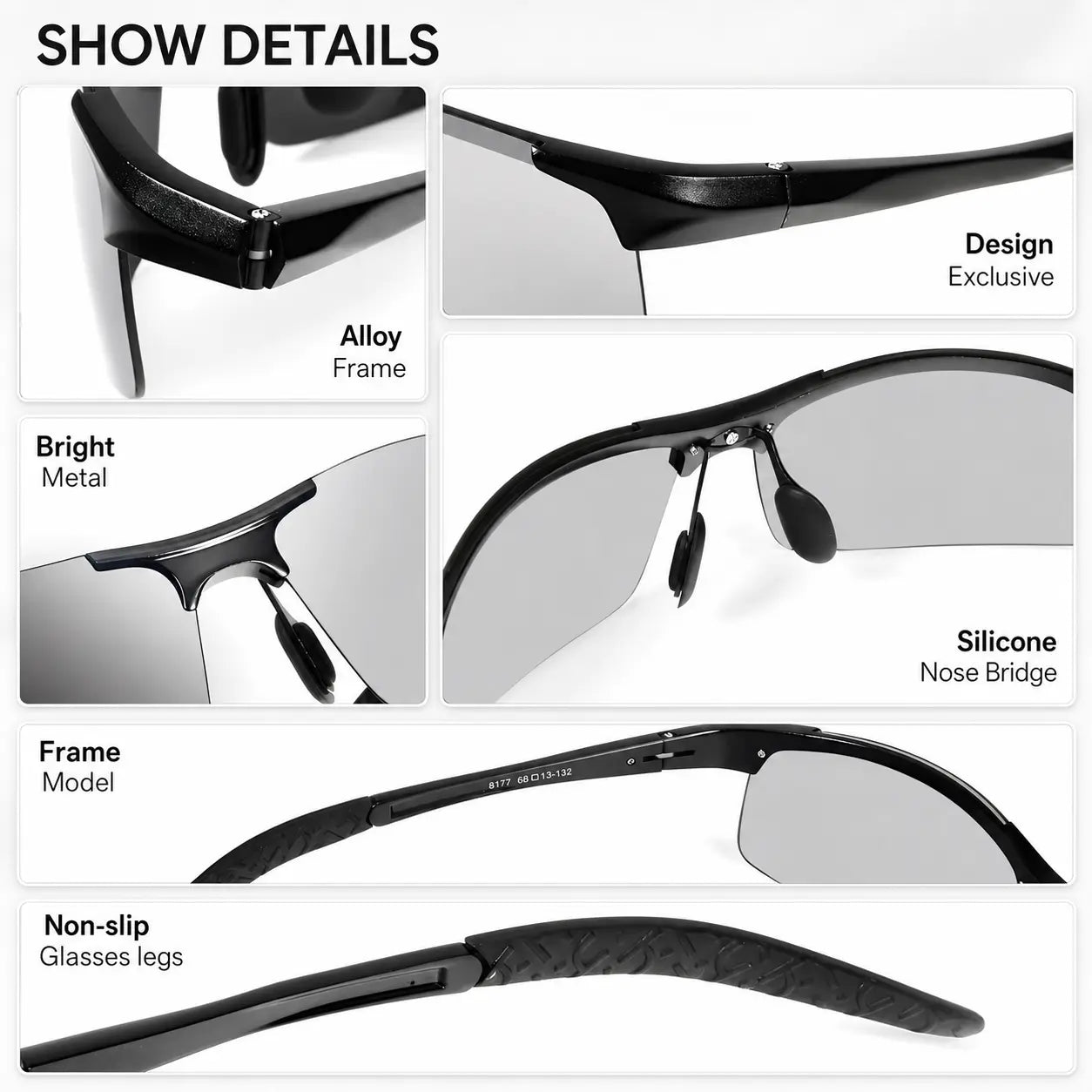 Unisex Polarized Sunglasses, Lightweight Fashion Eyewear for Driving, Fishing, Hiking, Beach and Outdoor Use