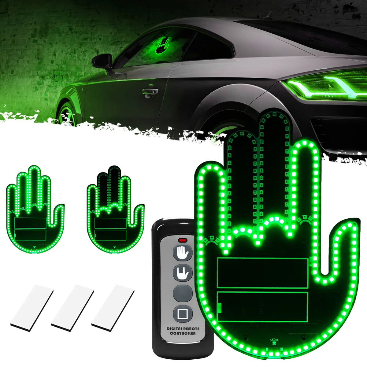 DIBMS Remote Control LED Car Gesture Light – Rechargeable Finger Hand Sign for Rear Window