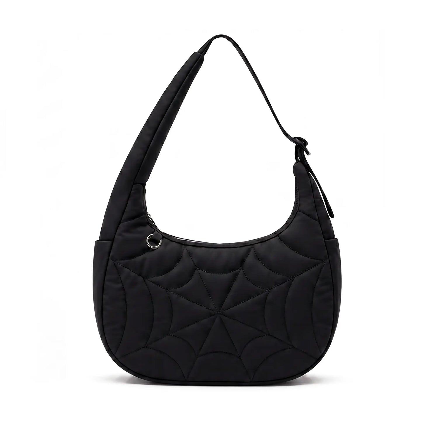 Spider Web Puffer Shoulder Bag for Women - Lightweight Quilted Nylon Crossbody Purse