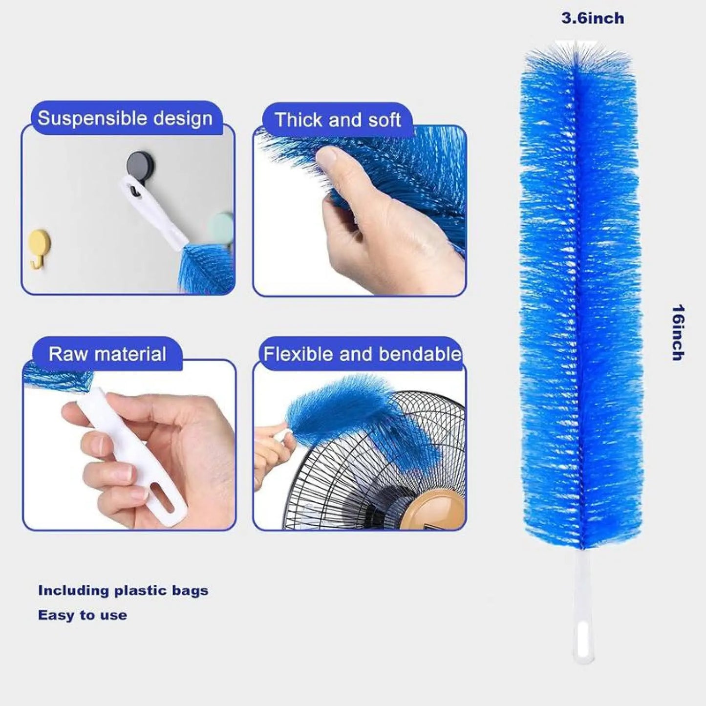 Bendable Microfiber Ceiling Fan Duster: Reusable & Washable Cleaner Brush