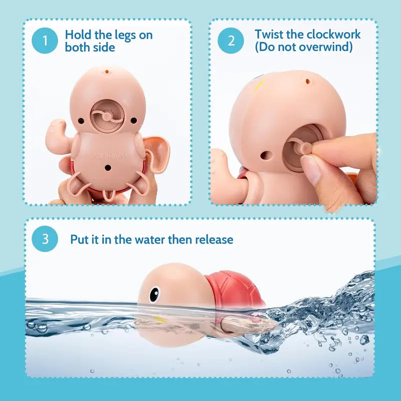 2 Pack Swimming Baby Bath Toys, Water Pool Floating Wind Up Toys Assorted Animal Model Set