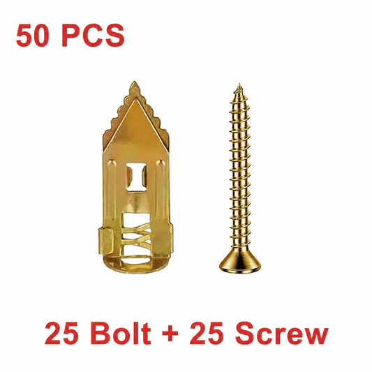 50PCS Self-Drilling Drywall Anchors Kit – Carbon Steel Expansion Bolts & Screws Set