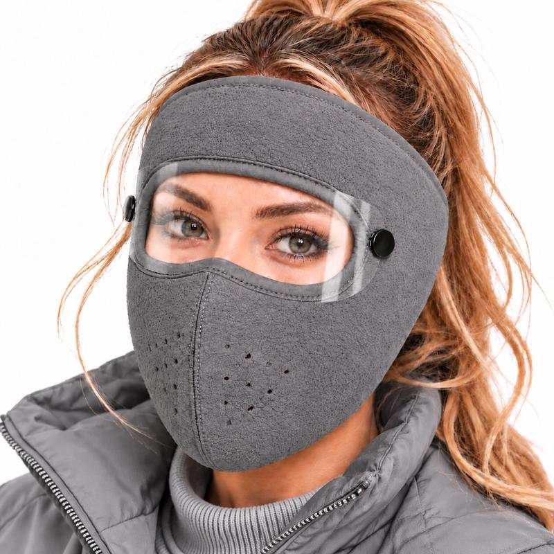 Winter Face Mask with Detachable Goggles – Windproof Thermal Fleece Full Cover for Outdoor Cycling & Skiing
