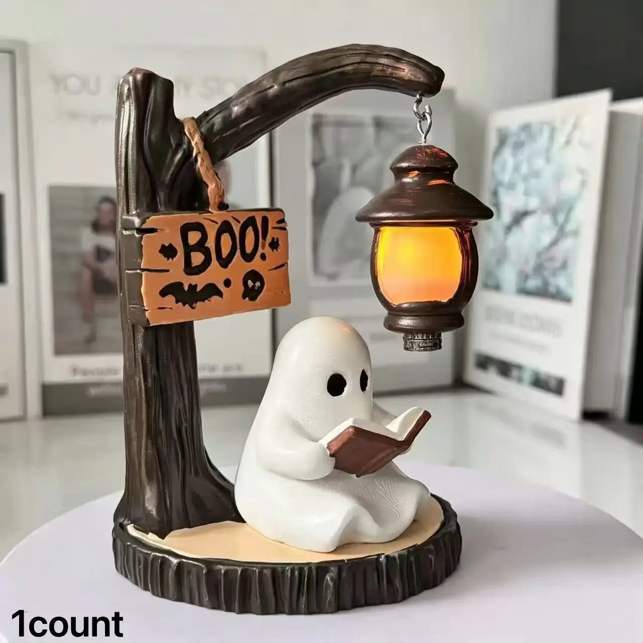Cozy Ghost Reading Lamp for Halloween Desktop and Bedroom Decor