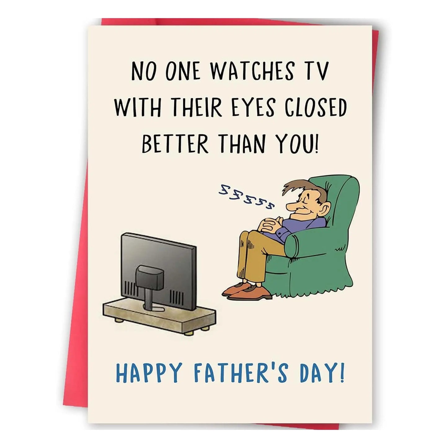 Funny Fathers Day Card - Watching TV With Eyes Closed