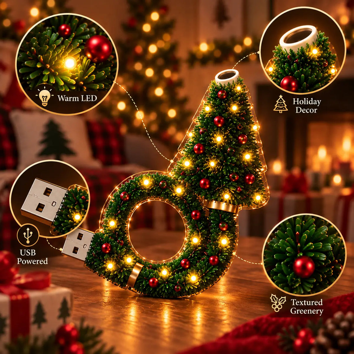 2026 New USB Christmas Projector Lamp – 6 Holiday Patterns Ceiling Night Light for Bedroom Decor