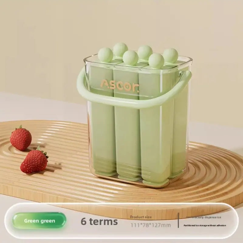 Rectangular ice mold with lid, homemade ice maker, food-grade silicone, easy to demold ice pops, household ice stick box