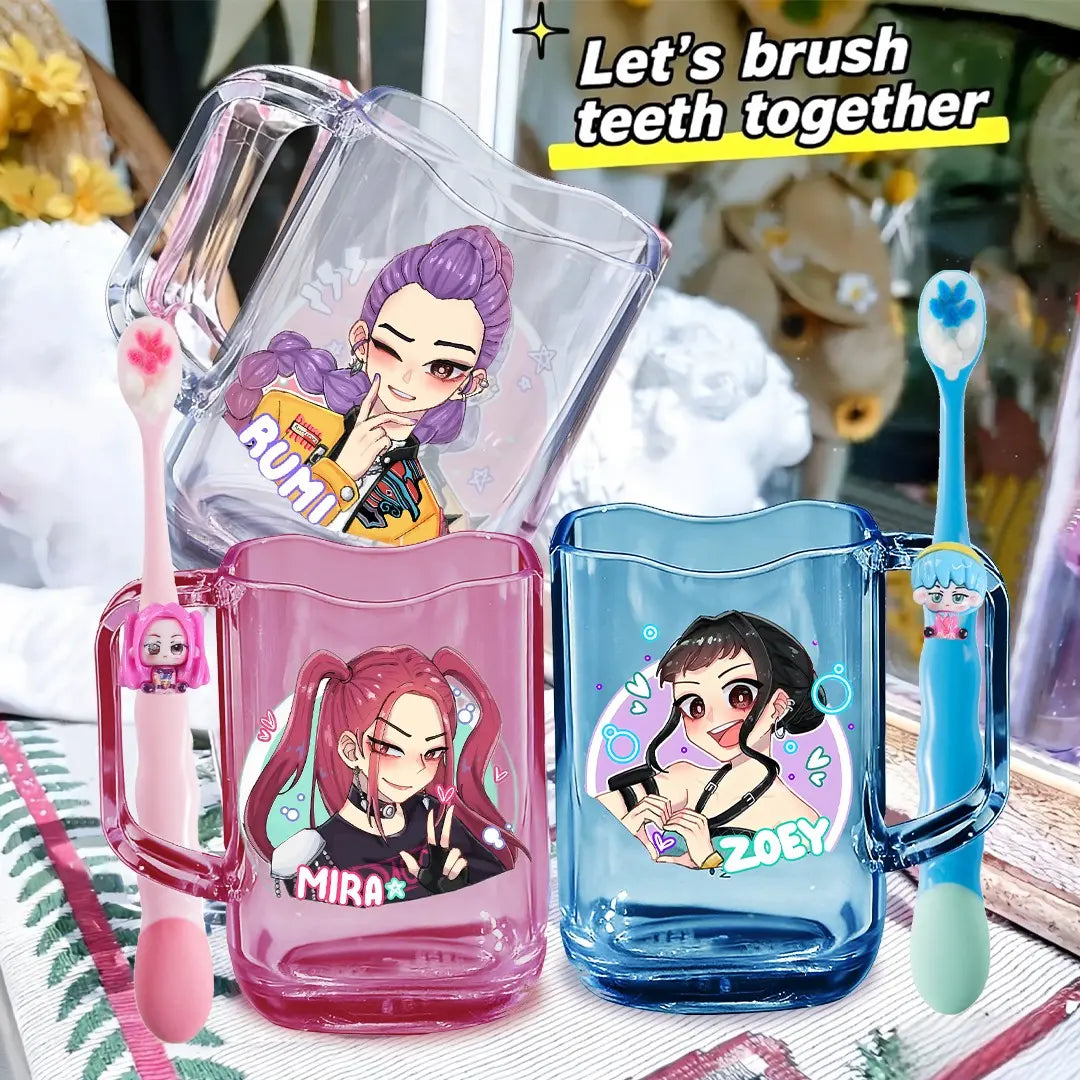Cute Cartoon Character Acrylic Toothbrush Holder & Cup Set