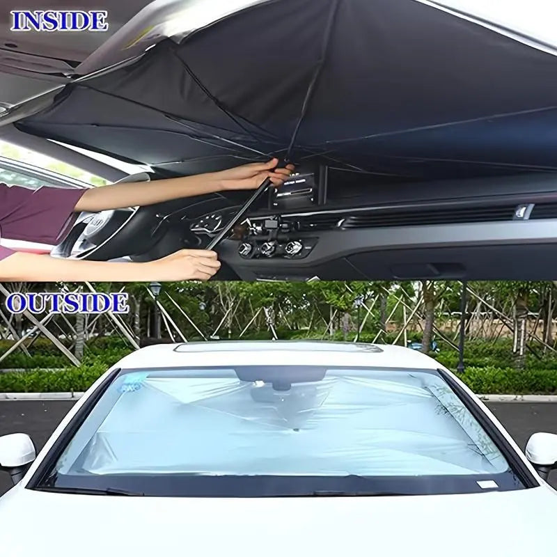 Portable Foldable Car Windshield Sunshade Umbrella | Heat-Blocking Exterior Cooling Accessory