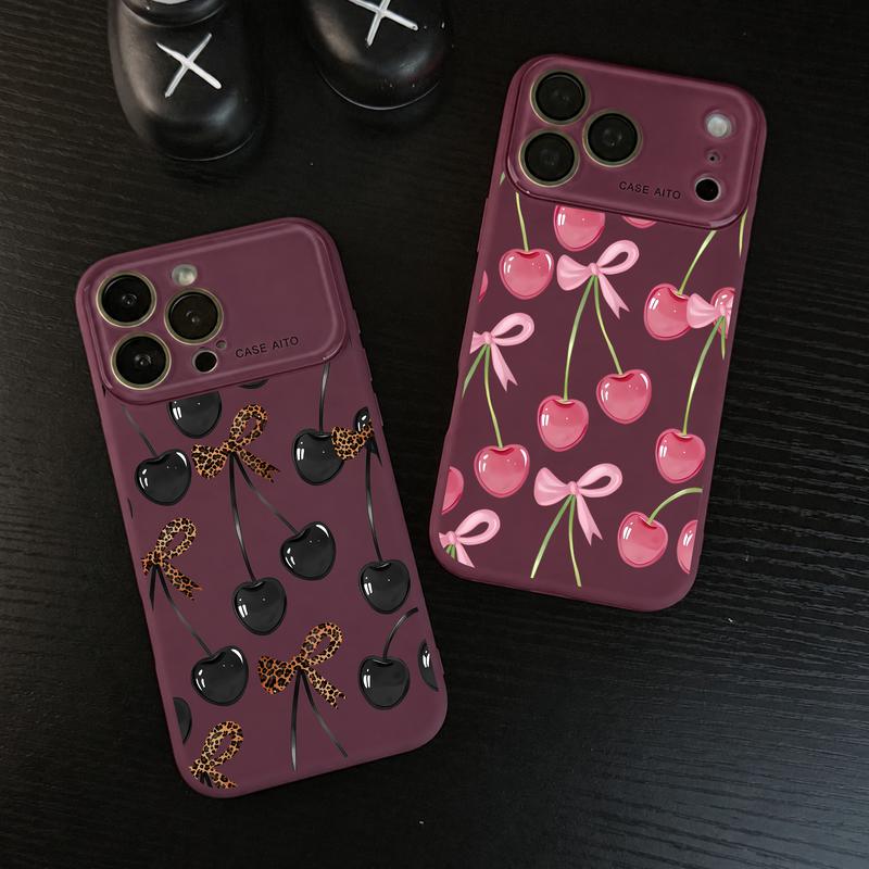 Coquette Cherry Bow Clear Case for iPhone 18 Pro Max – Trendy Cherry Aesthetic Phone Cover