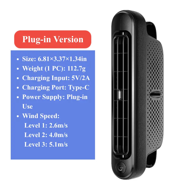 Dual Turbo USB Car Seat Fan with Independent Switch & Adjustable Air Outlet | High-Power Rear Seat Cooling