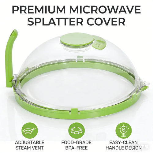 10" Clear Microwave Splatter Cover: Built-in Water Steamer & Steam Vent Lid