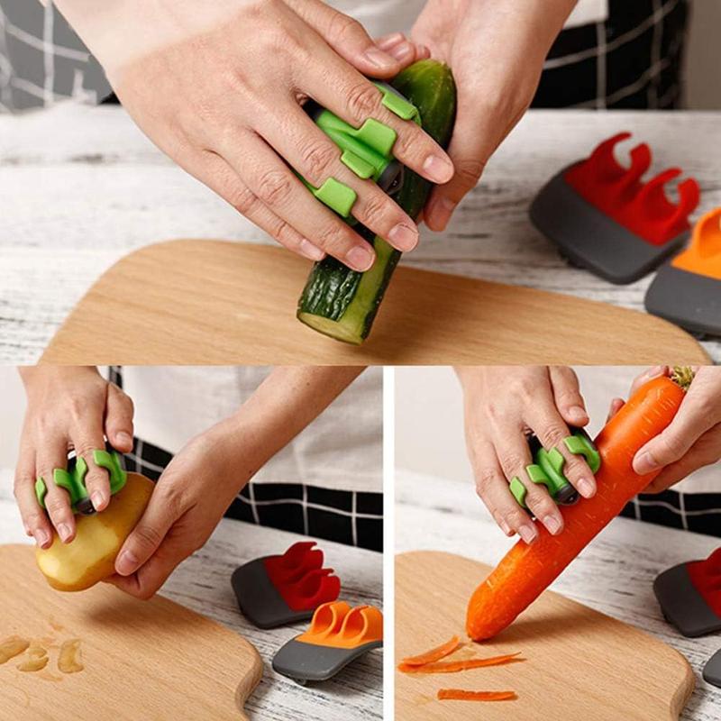 2 Pcs Ergonomic Rubber Palm Vegetable Peeler Set for Potato & Carrot