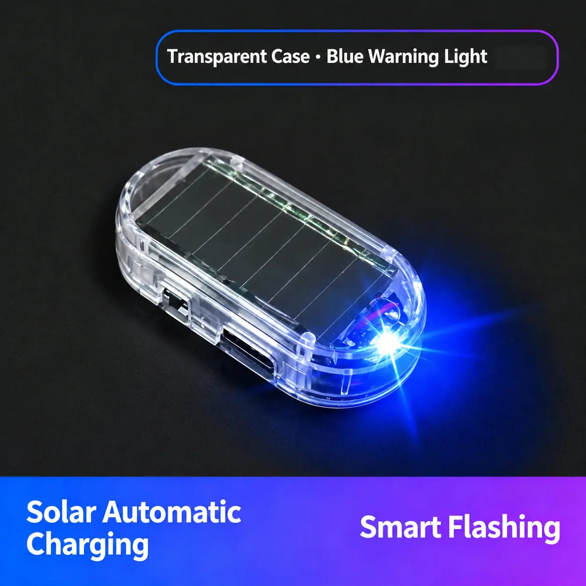 Solar Powered Fake Car Alarm Light – Auto Sensor Simulated LED Security Flashing Lamp