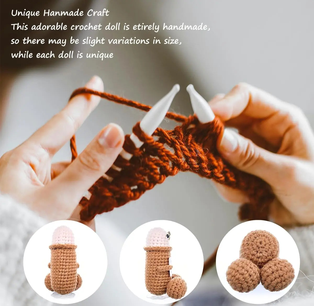 Funny Emotional Support Crochet Doll with Encouragement Card – Cute Knitted Desktop Decor & Inspirational Gift