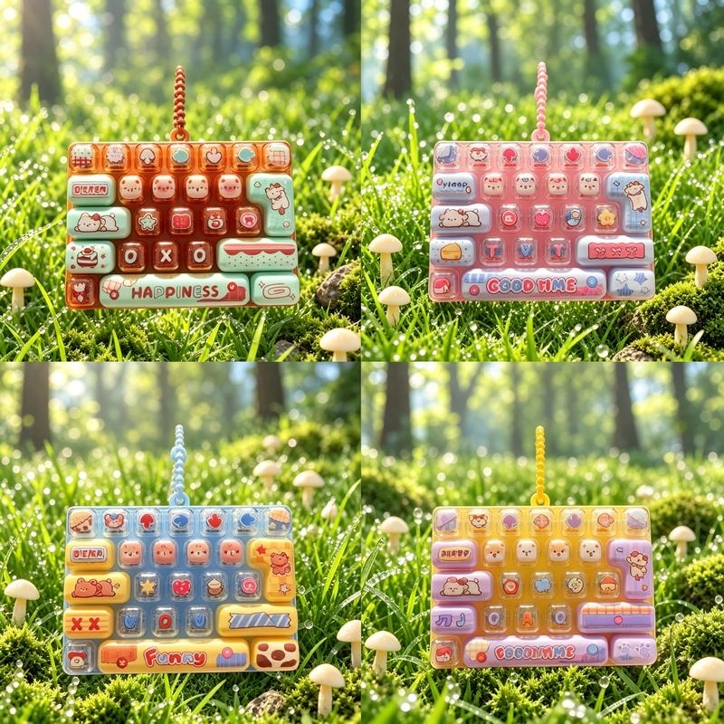 26-Key Mini Fidget Keyboard Keychain – Portable Sensory Stress Relief Toy & Cute Backpack Accessory