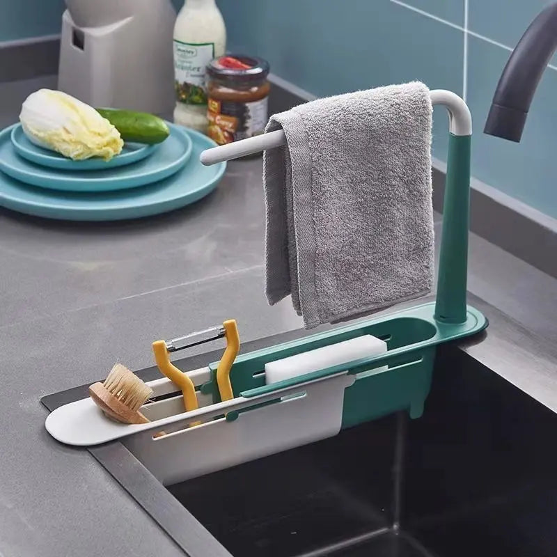 1PC Adjustable Smooth Plastic Expandable Sink Shelf - Kitchen Organizer, Towel Rack, Home Storage Holder for Gifting