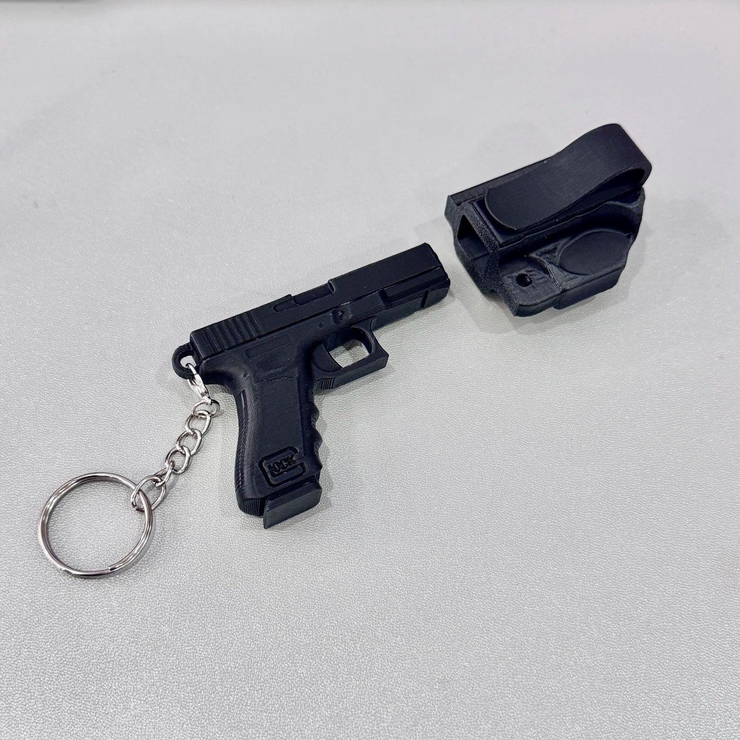 3D Printed P*stol & Holster Keychain,Pocket-Style Novelty Key Ring,Gift for Men