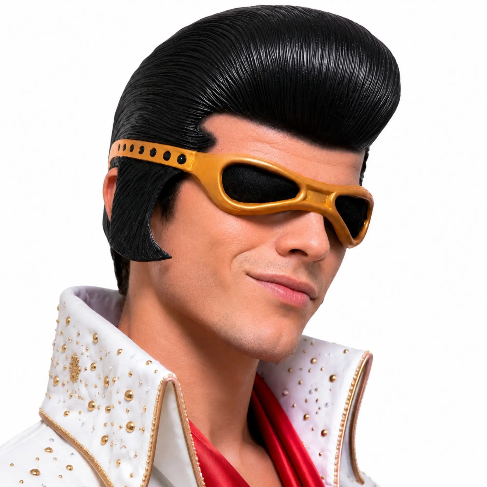 Retro Rockstar Pompadour Mask with Goggles for Halloween and Cosplay