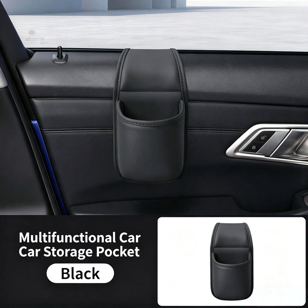 2-Layer Leather Car Door Pocket – Scratch-Proof & Residue-Free Storage Organizer