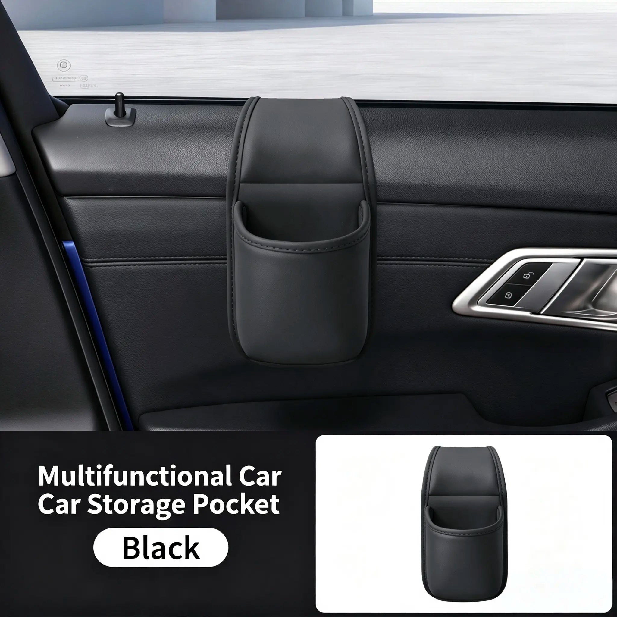 2-Layer Leather Car Door Pocket – Scratch-Proof & Residue-Free Storage Organizer
